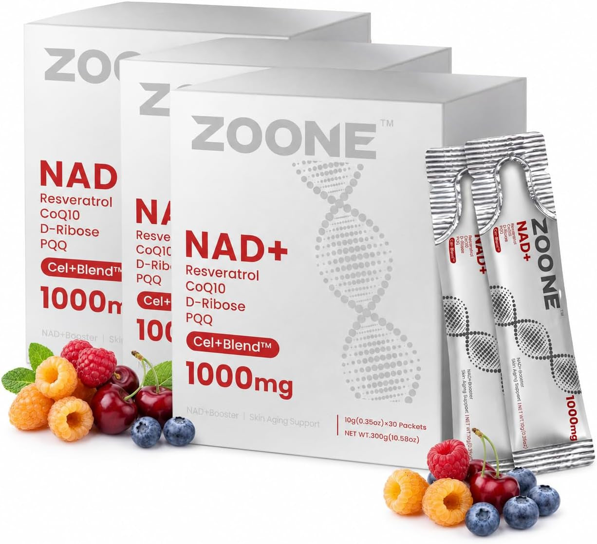 NAD Supplement 1000Mg Liquid with NR, Resveratrol & PQQ, 30 Packets | NAD plus Liquid Supplement with NR, Resveratrol & PQQ; NAD+ Supports Cellular Energy & Healthy Aging for Men & Women