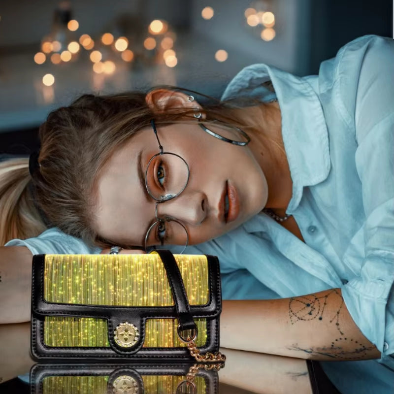 LuminaTouch™ Fiber Optic Crossbody Bag – Intelligent Glow Smart Purse
