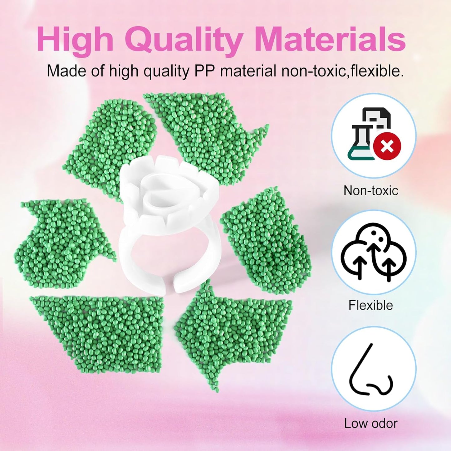 100PCS Heart-Shaped Lash Glue Rings – Disposable Eyelash Extension & Nail Art Adhesive Cups 🤍✨
