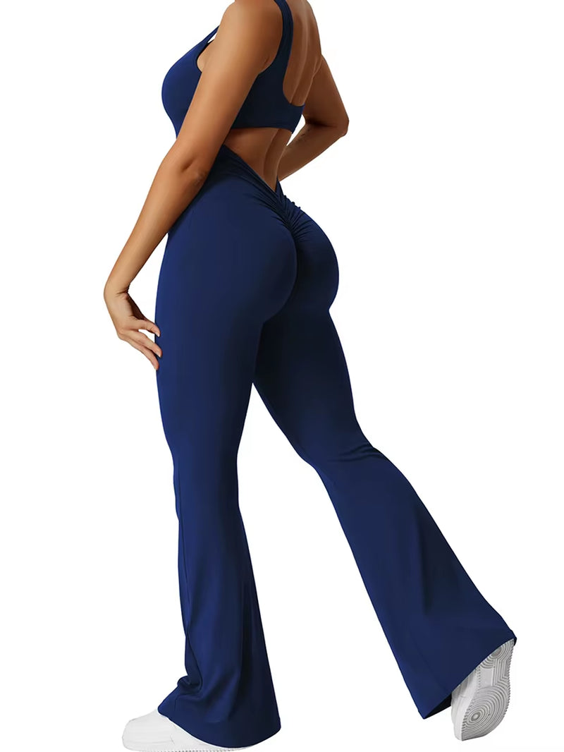 2025 Summer New Women'S Slim Hip Lift Backless Bodysuit Sexy Hottie Pullover Bodysuit Sports Yoga Wear