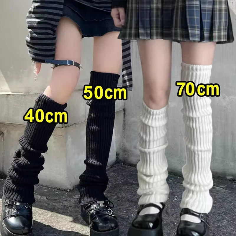 🎀 Y2K Lolita Ribbed Leg Warmers – Extra-Long Knitted Boot Cuffs & Arm Warmers | 40-70cm Soft Crochet Heap Socks for Women ❄️✨