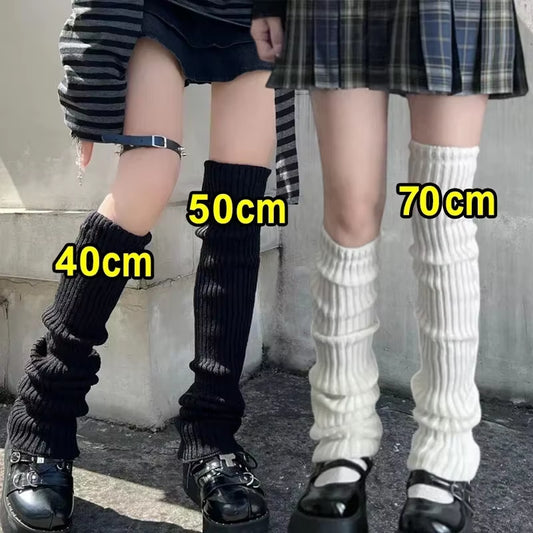 🎀 Y2K Lolita Ribbed Leg Warmers – Extra-Long Knitted Boot Cuffs & Arm Warmers | 40-70cm Soft Crochet Heap Socks for Women ❄️✨