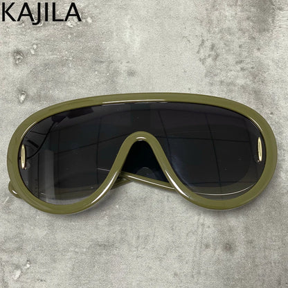 Y2K Cyberpunk Wave Mask Sunglasses – Oversized One-Piece Luxury Steampunk Goggles for Women 🌊