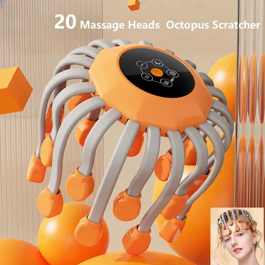 20-Node Electric Octopus Scalp Massager – Red Light Therapy & Vibration Head Scratcher for Stress Relief 🐙✨