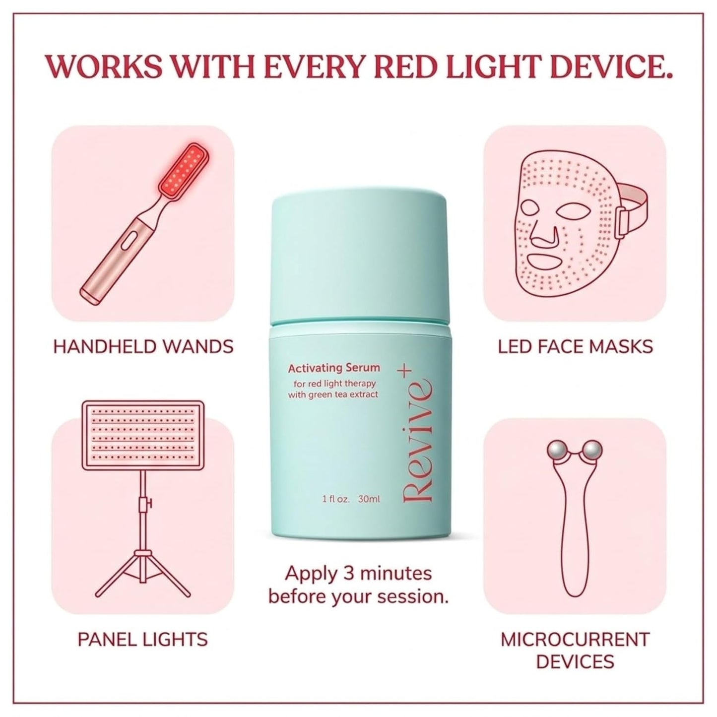 Red Light & Microcurrent Activation Serum (1 Oz) – Anti-Wrinkle Hyaluronic Booster 🌟⚡️