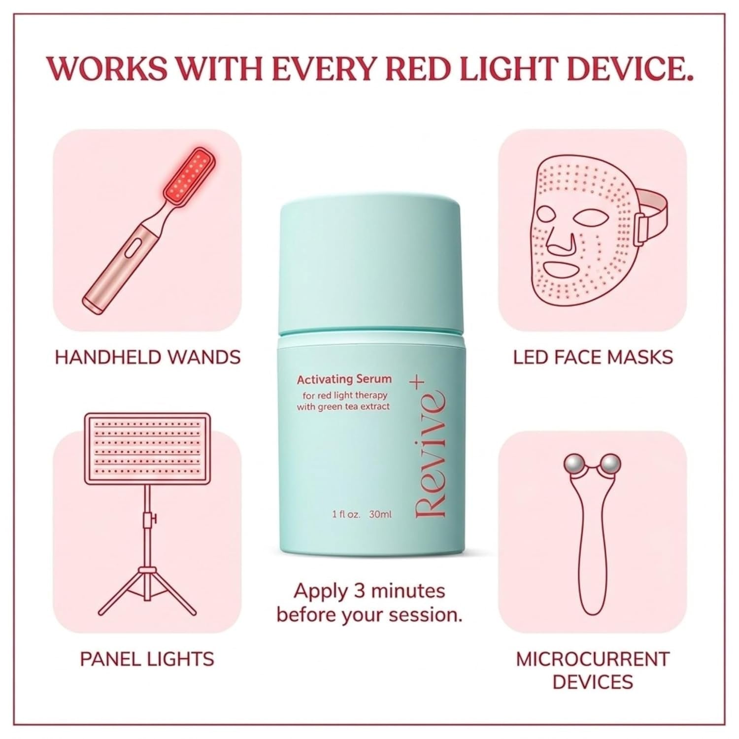 Red Light & Microcurrent Activation Serum (1 Oz) – Anti-Wrinkle Hyaluronic Booster 🌟⚡️