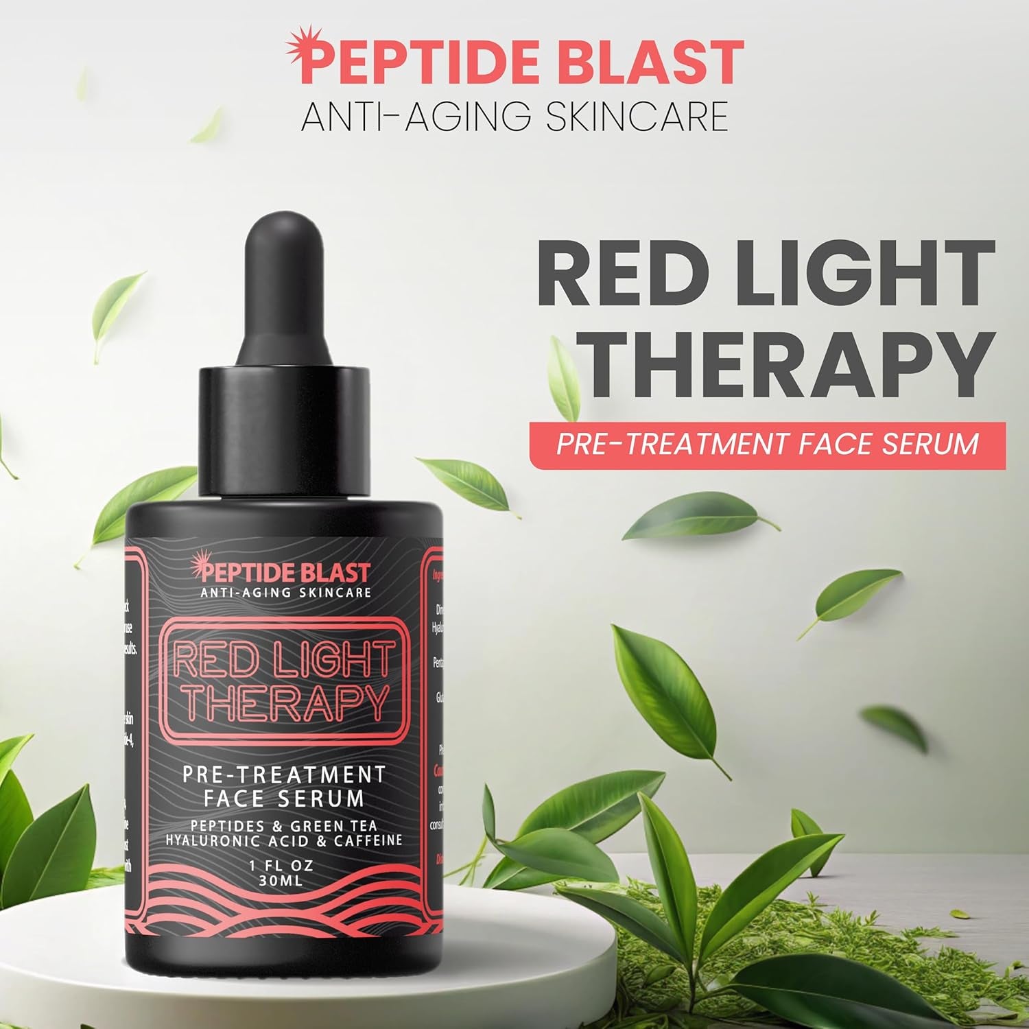 Luminous Red Light Prep Serum (1 Oz) – Anti-Wrinkle Peptide & Hyaluronic Booster