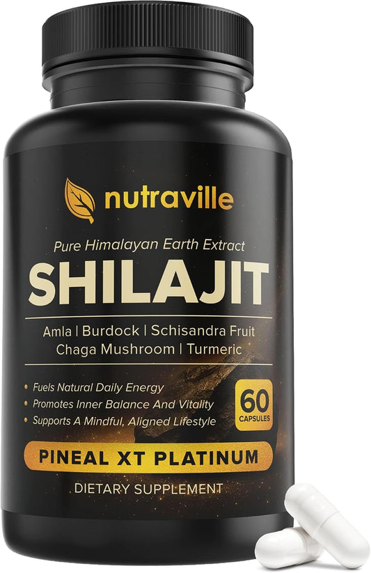 Pineal XT Platinum – Pure Himalayan Shilajit Supplement – Supports Energy, Brain Health & Memory - Rapid Pineal Gland Decalcification Cognitive Health Support – 60 Veggie Capsules