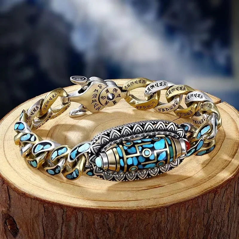 ⛩️ High-End Six-Character Mantra Spinner Ring – Retro Sterling Silver Style Buddhist Amulet 🕉️✨