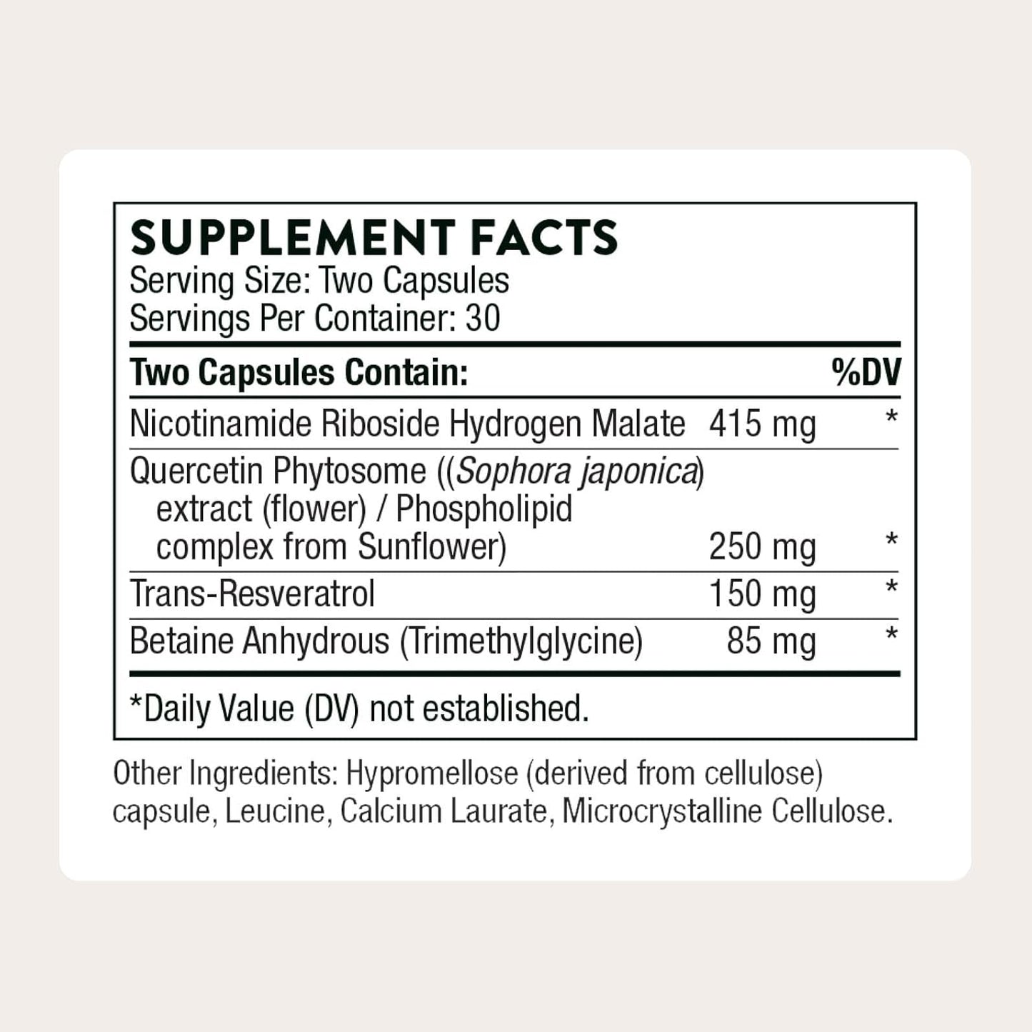 - Resveracel - Nicotinamide Riboside with Quercetin Phytosome & Resveratrol - Supports Healthy Aging, Methylation, Cellular Energy Production & Metabolism* - Third-Party Certified - 60 Capsules