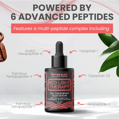 Luminous Red Light Prep Serum (1 Oz) – Anti-Wrinkle Peptide & Hyaluronic Booster