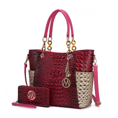 Mia K. Bonita Checker Tote & Wristlet Set – Vegan Leather 2-Piece Shopper 👜✨