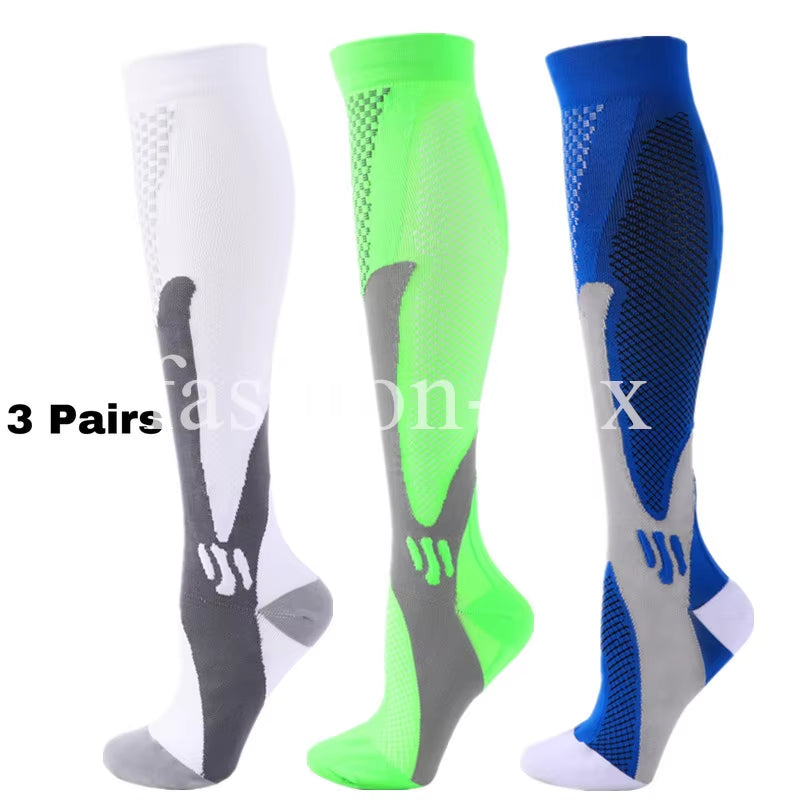 🏃‍♂️ 3 Pairs Premium Compression Socks for Men & Women Anti-Fatigue Knee Highs 🧦✨