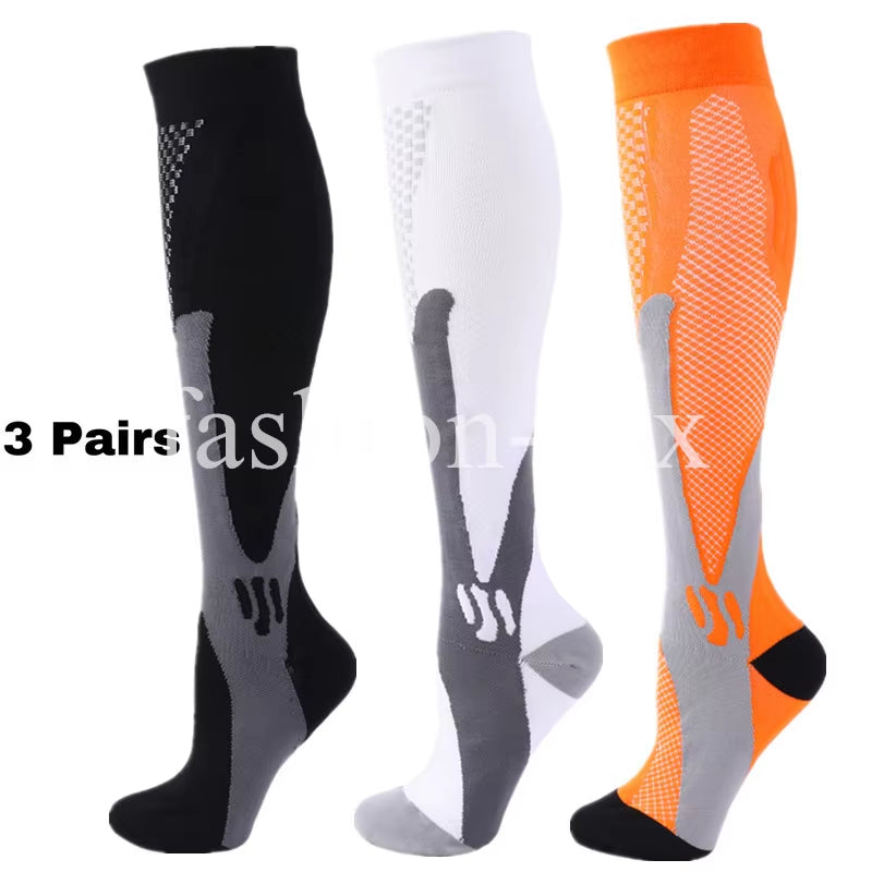 🏃‍♂️ 3 Pairs Premium Compression Socks for Men & Women Anti-Fatigue Knee Highs 🧦✨