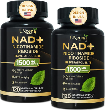 NAD Supplement 1500Mg - Liposomal NAD+ Nicotinamide Riboside with Resveratrol, NAD plus Boosting - Support Cellular Health, Stamina & Healthy Aging for Women & Men- 120 Capsules