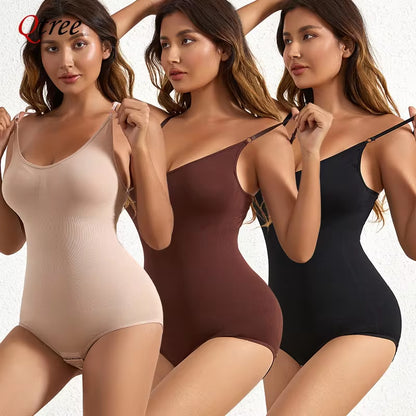 Qtree Sculpting Full Body Shaper – Seamless Tummy Control Bodysuit & Waist Trainer with Adjustable Hooks ⏳✨