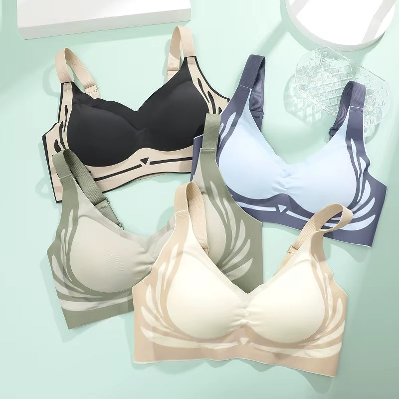 ☁️ Plus Size Super Gather Push-Up Bra – Seamless Full-Coverage Lift & Soft Wireless Support Underwear for Women ✨🧘‍♀️