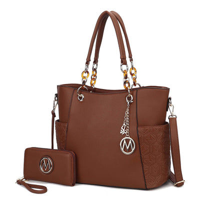 Mia K. Bonita Checker Tote & Wristlet Set – Vegan Leather 2-Piece Shopper 👜✨
