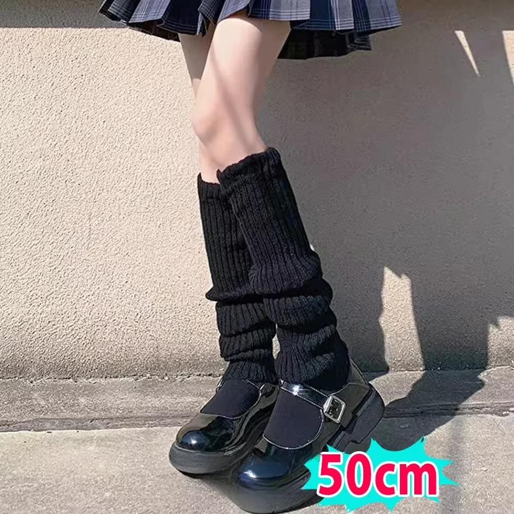 🎀 Y2K Lolita Ribbed Leg Warmers – Extra-Long Knitted Boot Cuffs & Arm Warmers | 40-70cm Soft Crochet Heap Socks for Women ❄️✨