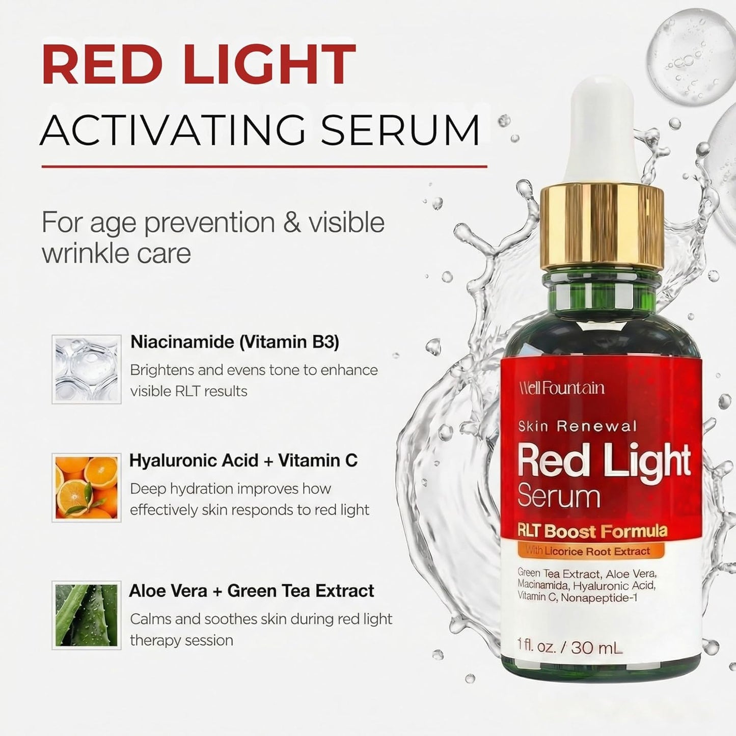 Red Light Therapy Activation Serum (1 Oz) – Anti-Aging Green Tea & Peptide Primer 🌟⚡️