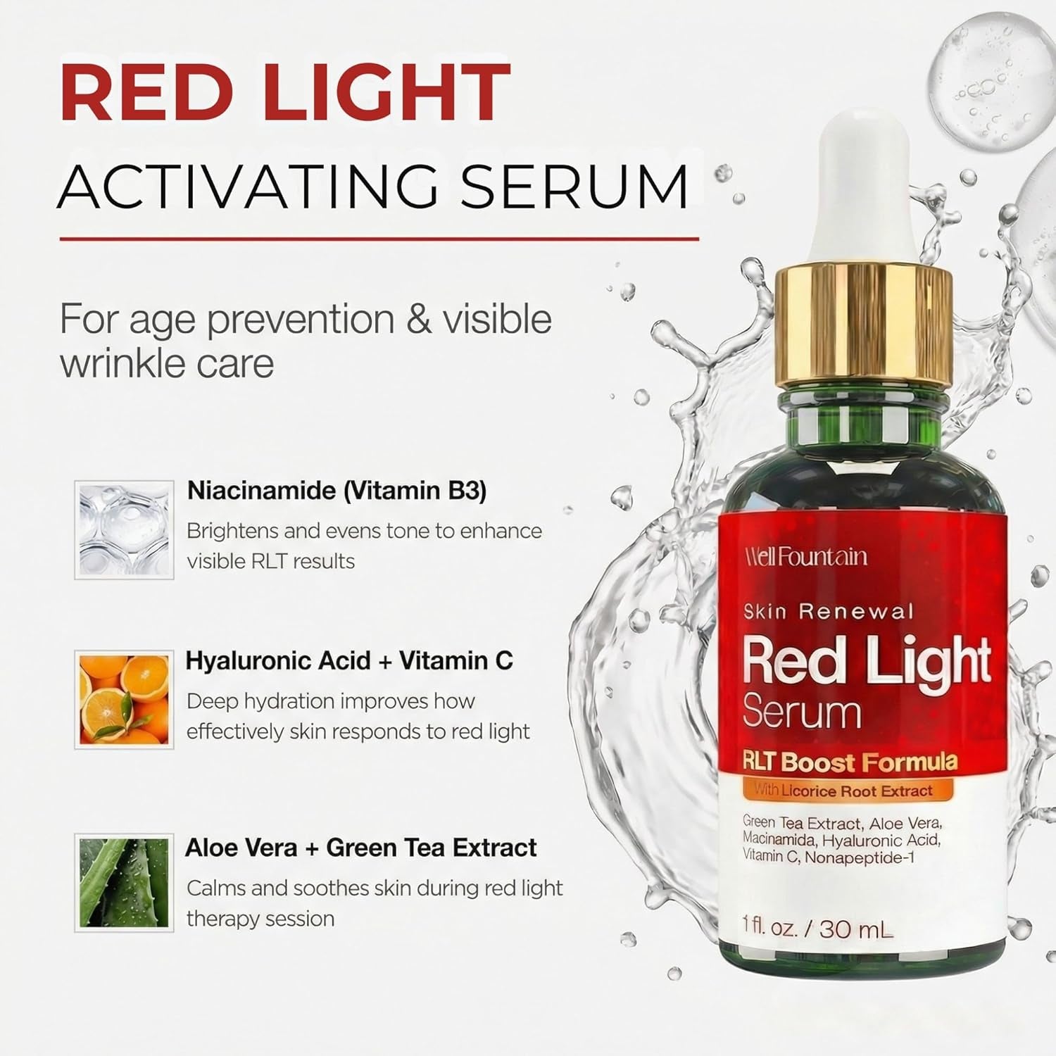 Red Light Therapy Activation Serum (1 Oz) – Anti-Aging Green Tea & Peptide Primer 🌟⚡️