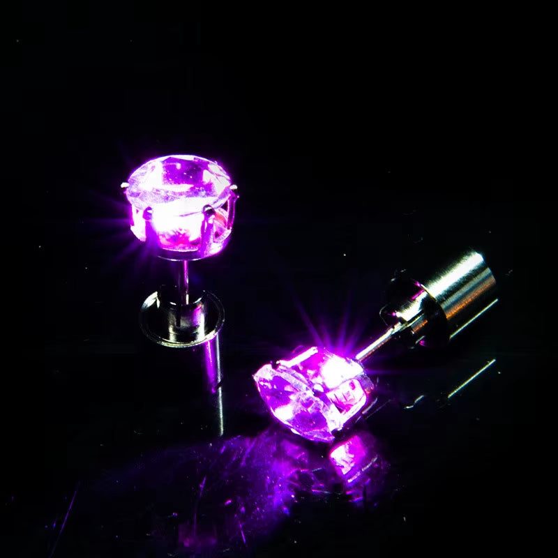✨ LED Light-Up Glow Earrings – Bling Crystal Studs for Clubbing, Festivals, & Gogo Dancing | 1/5 Pair Neon Party Jewelry 🌈👂