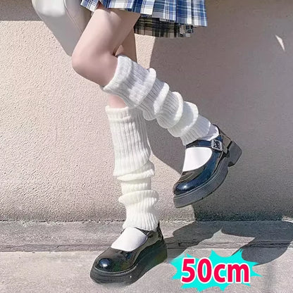 🎀 Y2K Lolita Ribbed Leg Warmers – Extra-Long Knitted Boot Cuffs & Arm Warmers | 40-70cm Soft Crochet Heap Socks for Women ❄️✨