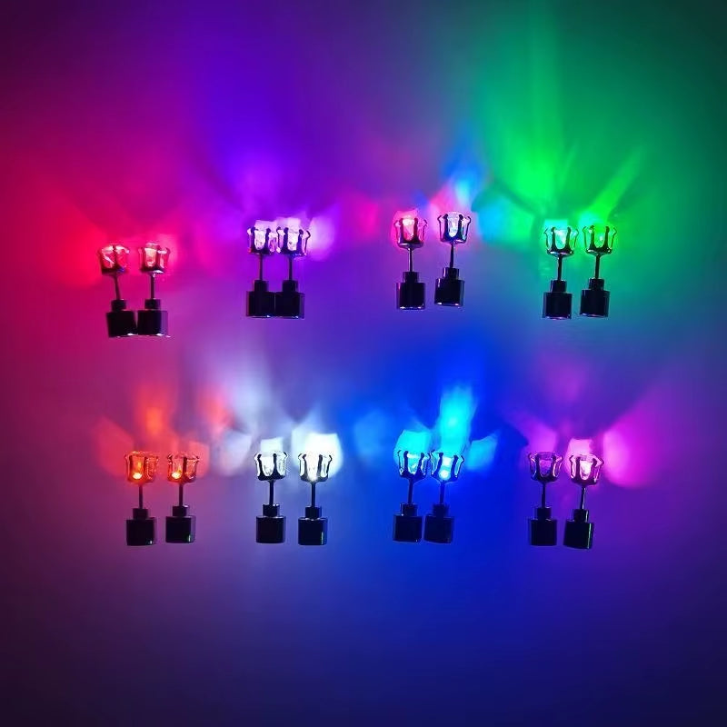 ✨ LED Light-Up Glow Earrings – Bling Crystal Studs for Clubbing, Festivals, & Gogo Dancing | 1/5 Pair Neon Party Jewelry 🌈👂
