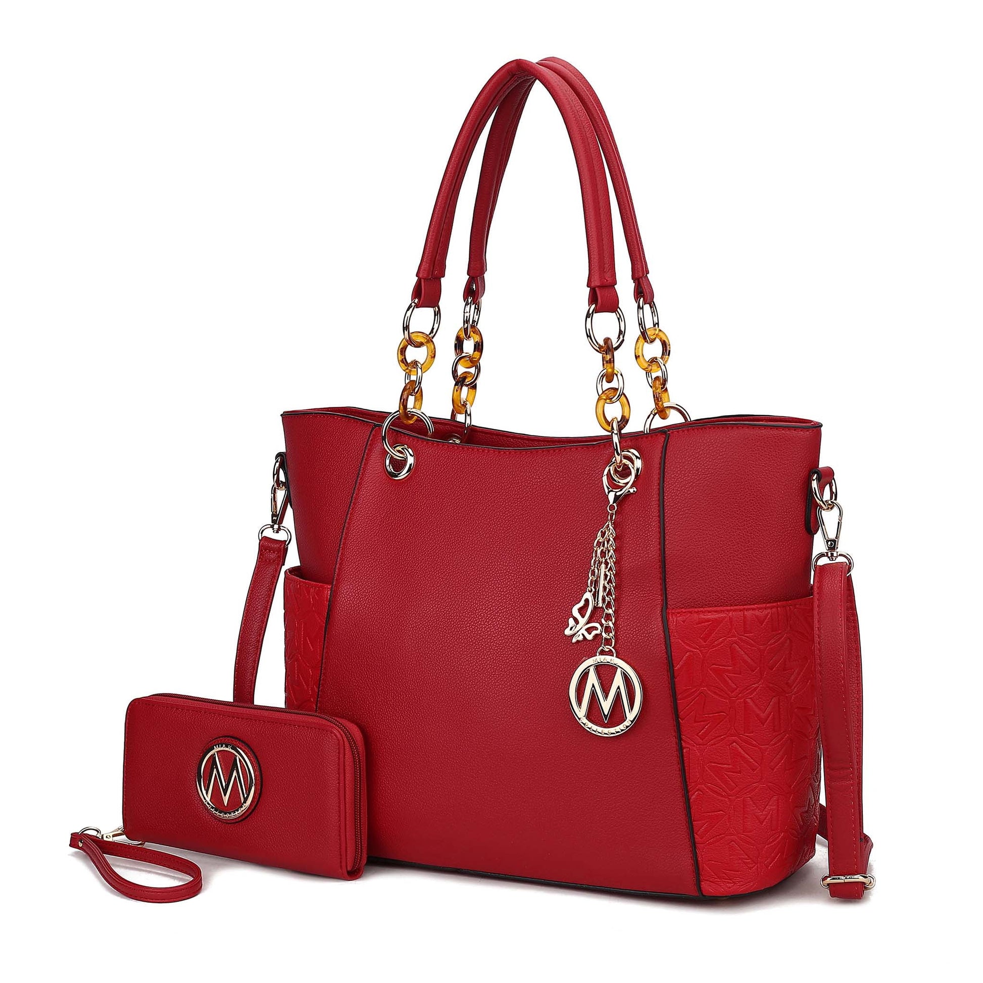 Mia K. Bonita Checker Tote & Wristlet Set – Vegan Leather 2-Piece Shopper 👜✨