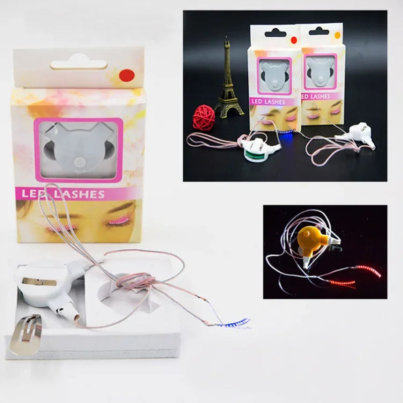 LED Light False Eye Lashes Luminous Eyelash Party Bar Makeup Eyelid Eyeliner Halloween