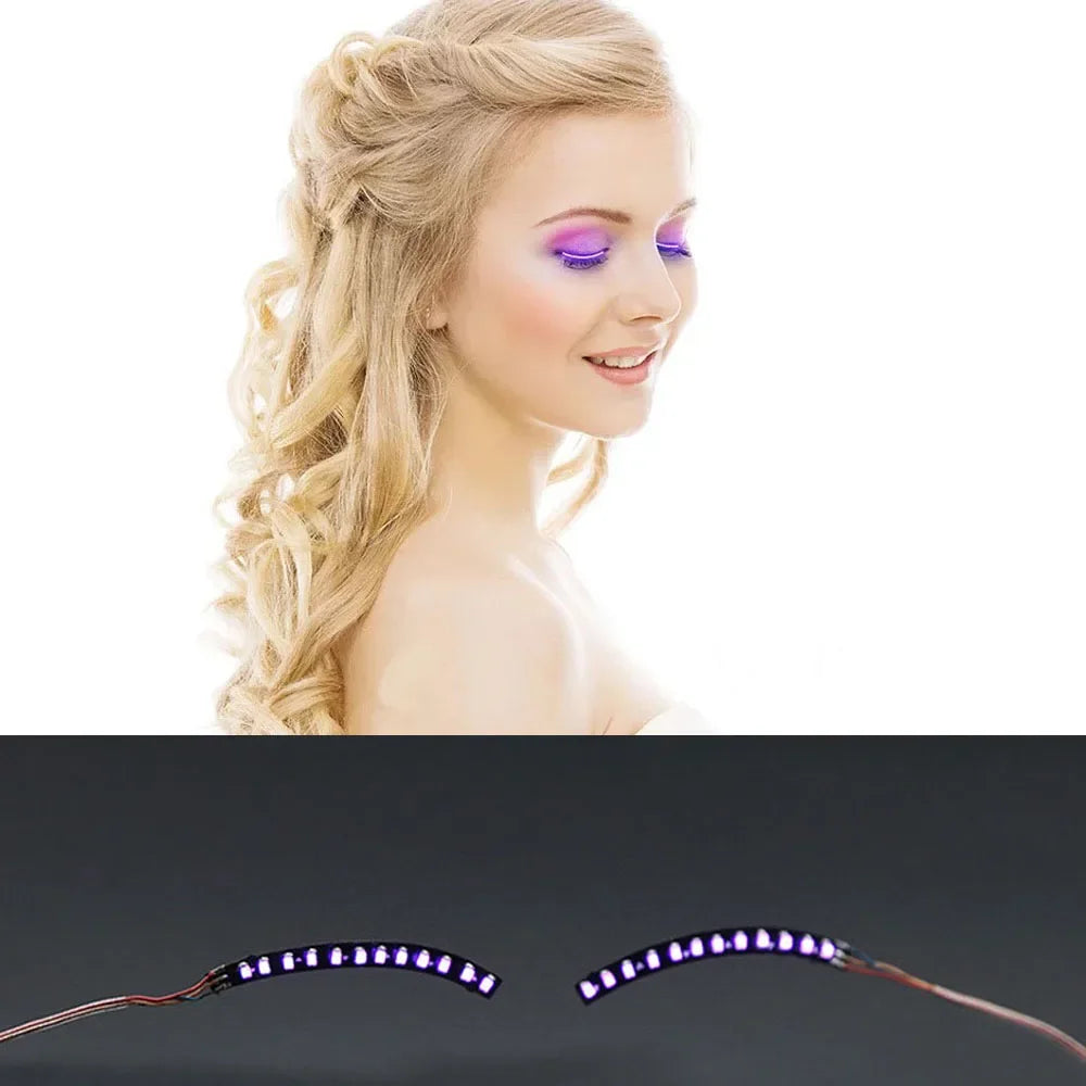 LED Light False Eye Lashes Luminous Eyelash Party Bar Makeup Eyelid Eyeliner Halloween