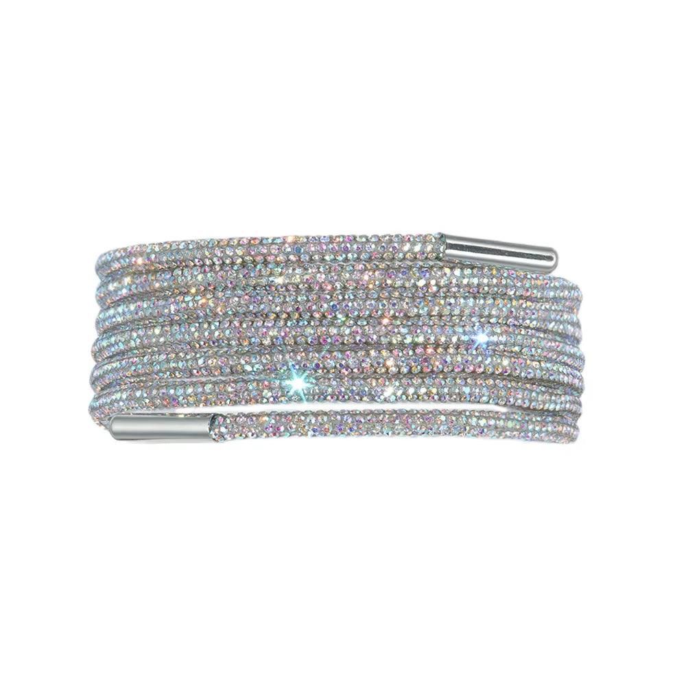 1Pc 100/120/140/160Cm Fashion Luxury Rhinestone Shoelaces Rainbow Diamond Shoelaces Casual Braiding Sneaker Laces round Shoelace