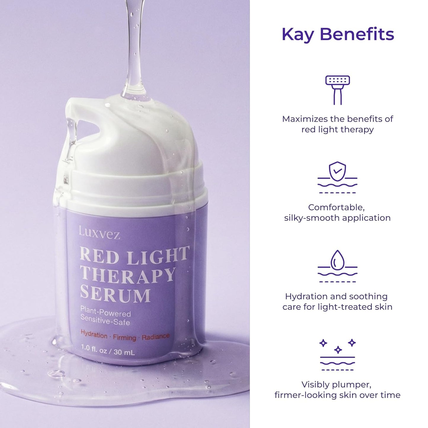 Anti-Aging Red Light Serum (1 Oz) – Hydrating Hyaluronic & Niacinamide Booster 🌟💧