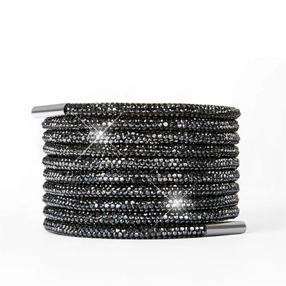 1Pc 100/120/140/160Cm Fashion Luxury Rhinestone Shoelaces Rainbow Diamond Shoelaces Casual Braiding Sneaker Laces round Shoelace