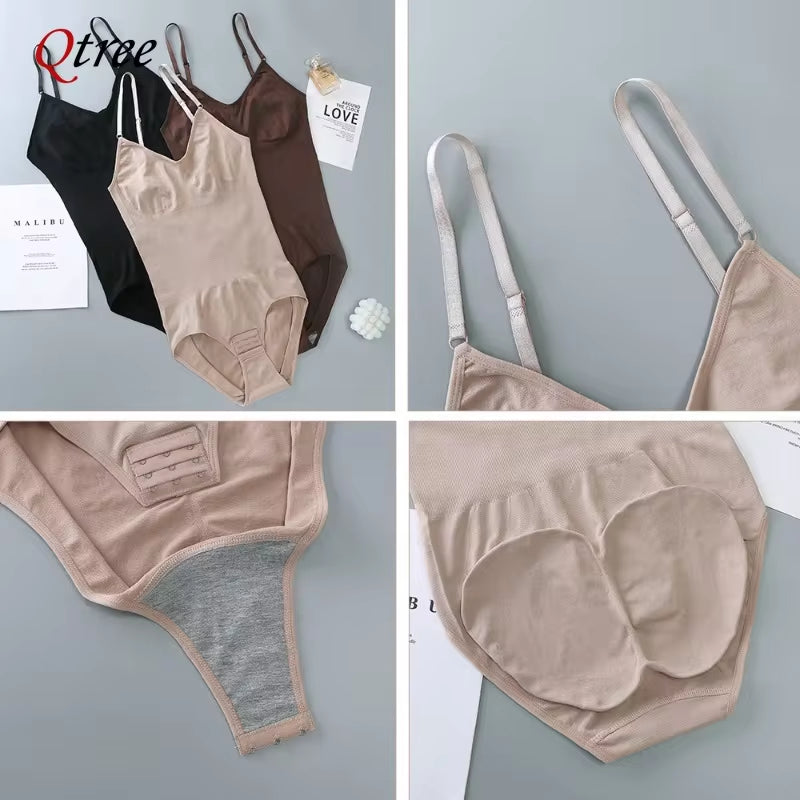 Qtree Sculpting Full Body Shaper – Seamless Tummy Control Bodysuit & Waist Trainer with Adjustable Hooks ⏳✨