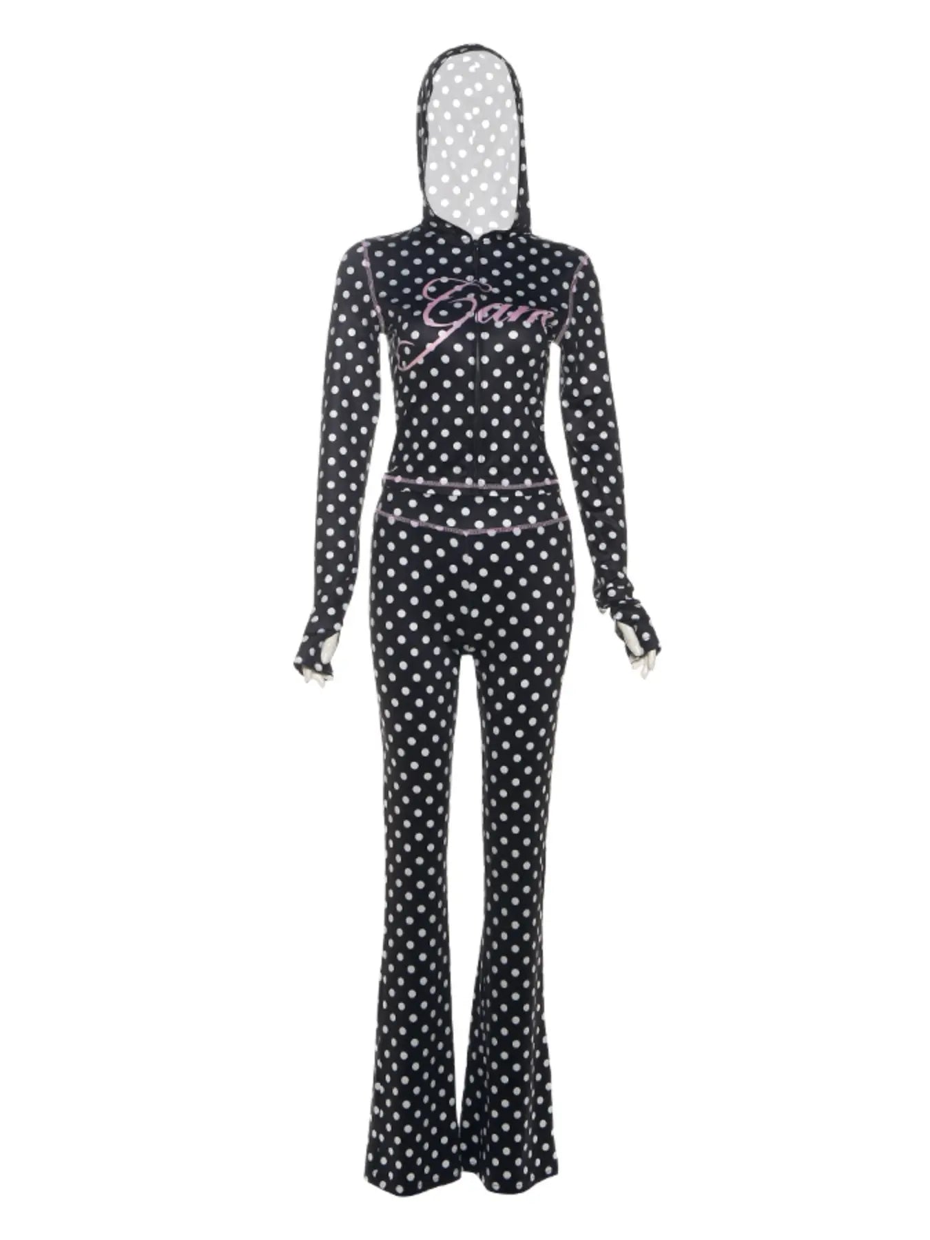Chic Polka Dot & Letter Print 2-Piece Set – Lightweight Silk Style Lounge & Streetwear ✨