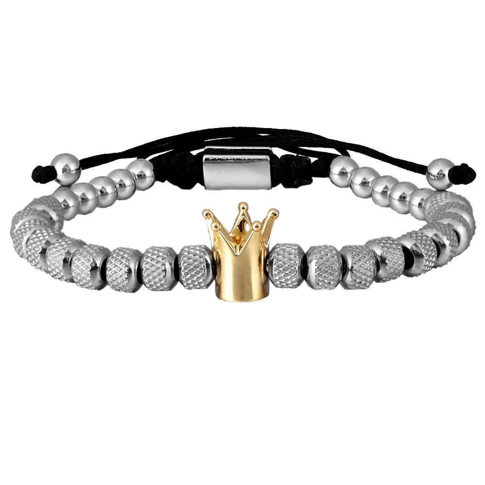 Premium Gold Crown Bracelet – Adjustable 316L Stainless Steel Bangle👑