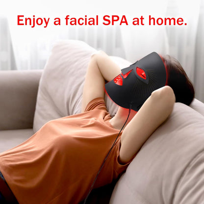 Upgraded Black LED Face Mask – 7-Color Red Light Therapy for Anti-Aging, Wrinkle Removal & Professional Skin Care ✨