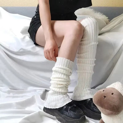 🎀 Y2K Lolita Ribbed Leg Warmers – Extra-Long Knitted Boot Cuffs & Arm Warmers | 40-70cm Soft Crochet Heap Socks for Women ❄️✨