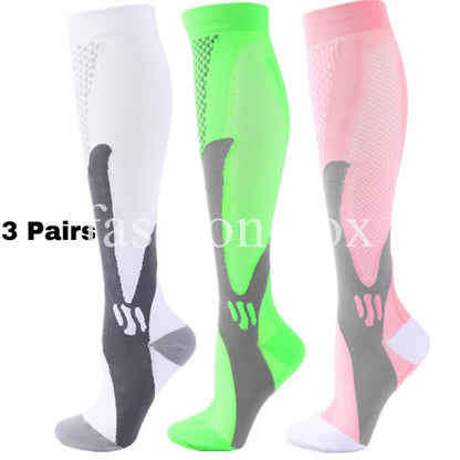 🏃‍♂️ 3 Pairs Premium Compression Socks for Men & Women Anti-Fatigue Knee Highs 🧦✨