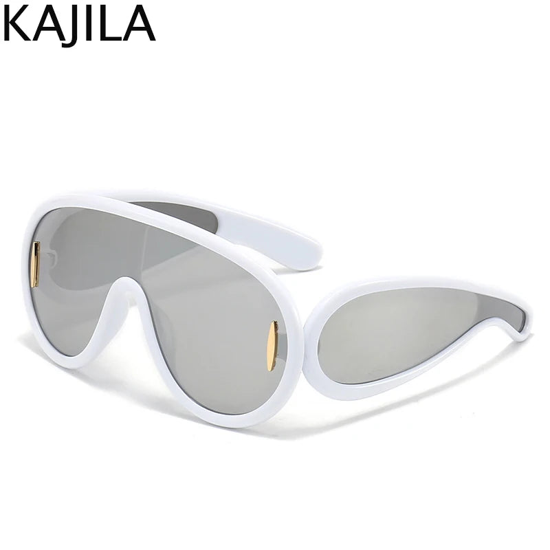 Y2K Cyberpunk Wave Mask Sunglasses – Oversized One-Piece Luxury Steampunk Goggles for Women 🌊