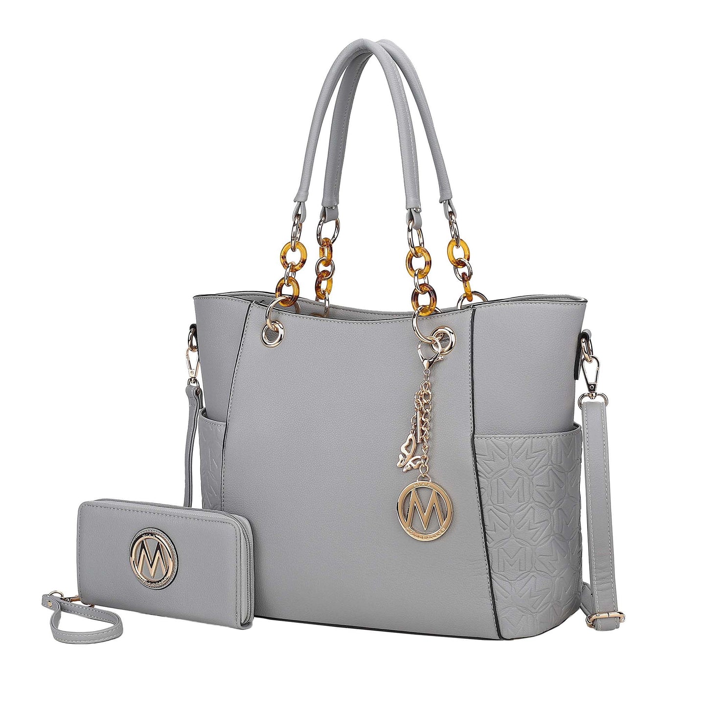 Mia K. Bonita Checker Tote & Wristlet Set – Vegan Leather 2-Piece Shopper 👜✨