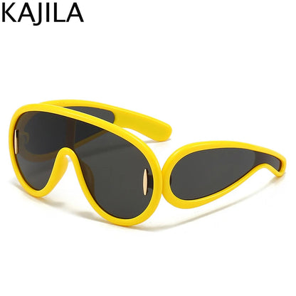 Y2K Cyberpunk Wave Mask Sunglasses – Oversized One-Piece Luxury Steampunk Goggles for Women 🌊