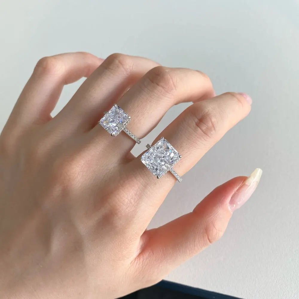 Bare N Bliss 8CT Radiant Cut "Crushed Ice" Ring | 925 Sterling Silver ✨