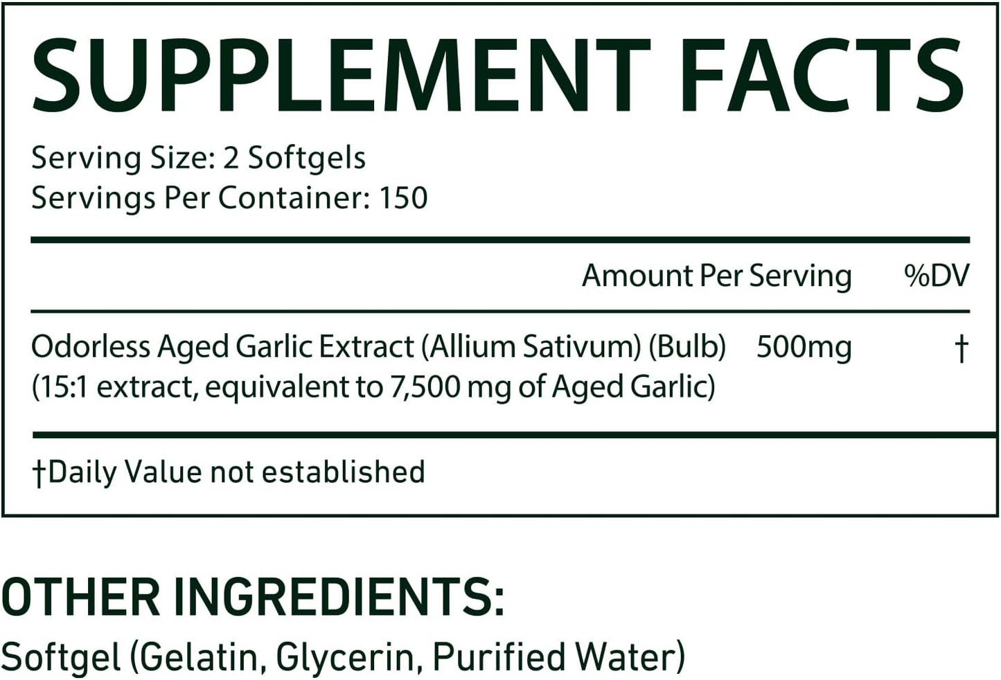Aged Garlic Extract Capsules, Immune & Antioxidant Support Garlic Soft Capsules, Supports Heart & Circulatory Health, Take It Directly and Swallow It Whole, 2Pack