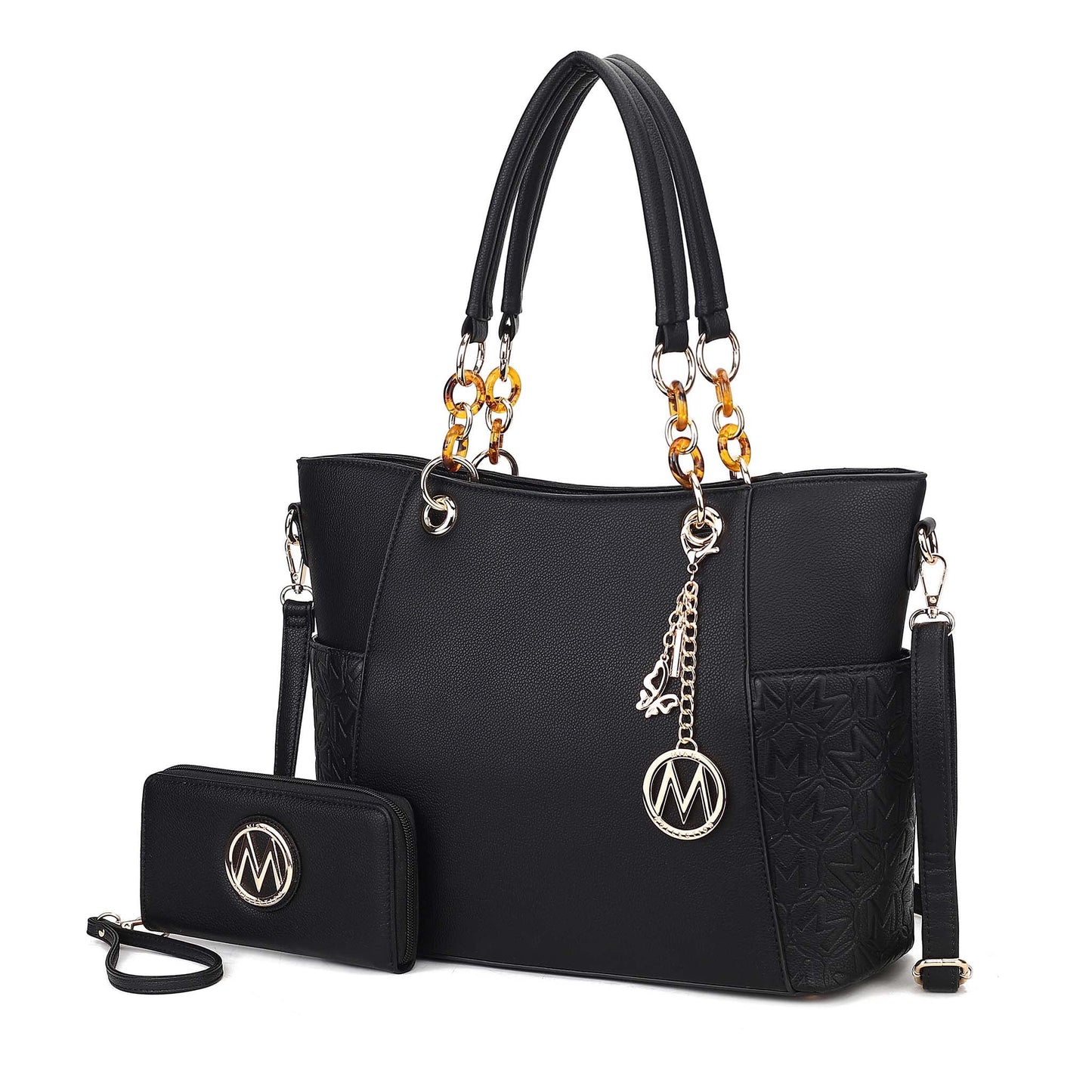 Mia K. Bonita Checker Tote & Wristlet Set – Vegan Leather 2-Piece Shopper 👜✨