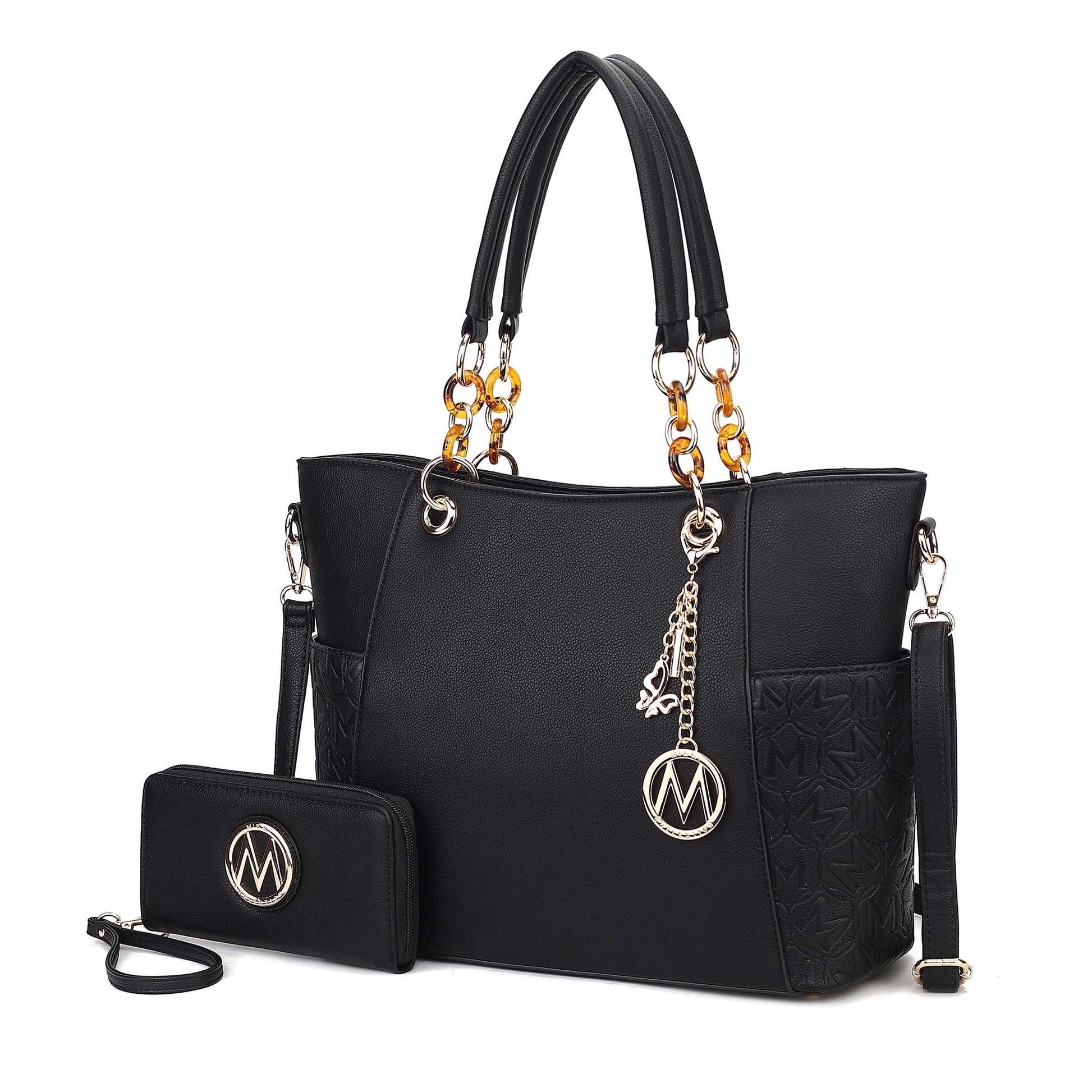 Mia K. Bonita Checker Tote & Wristlet Set – Vegan Leather 2-Piece Shopper 👜✨