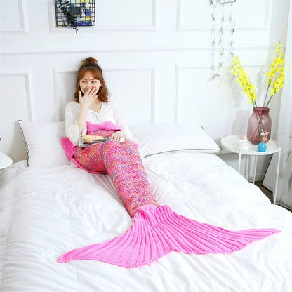 ✨ Handmade Crochet Mermaid Tail Blanket – Ultra-Soft Cozy Sleeping Bag for Adults & Teens 🧜‍♀️🎁