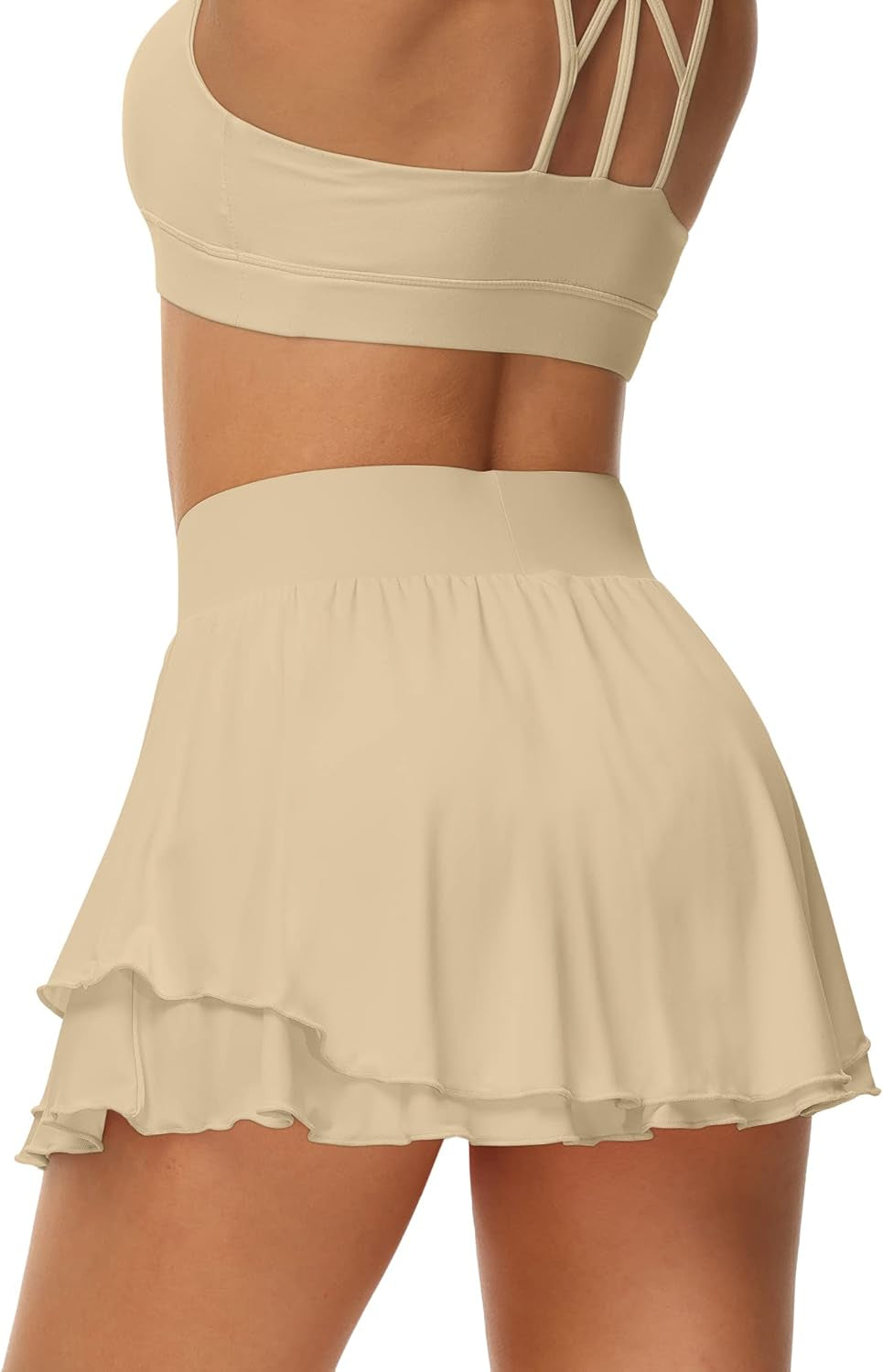Ice Silk Ruffle Tennis Skort – 13" Athletic Skirt with Pockets