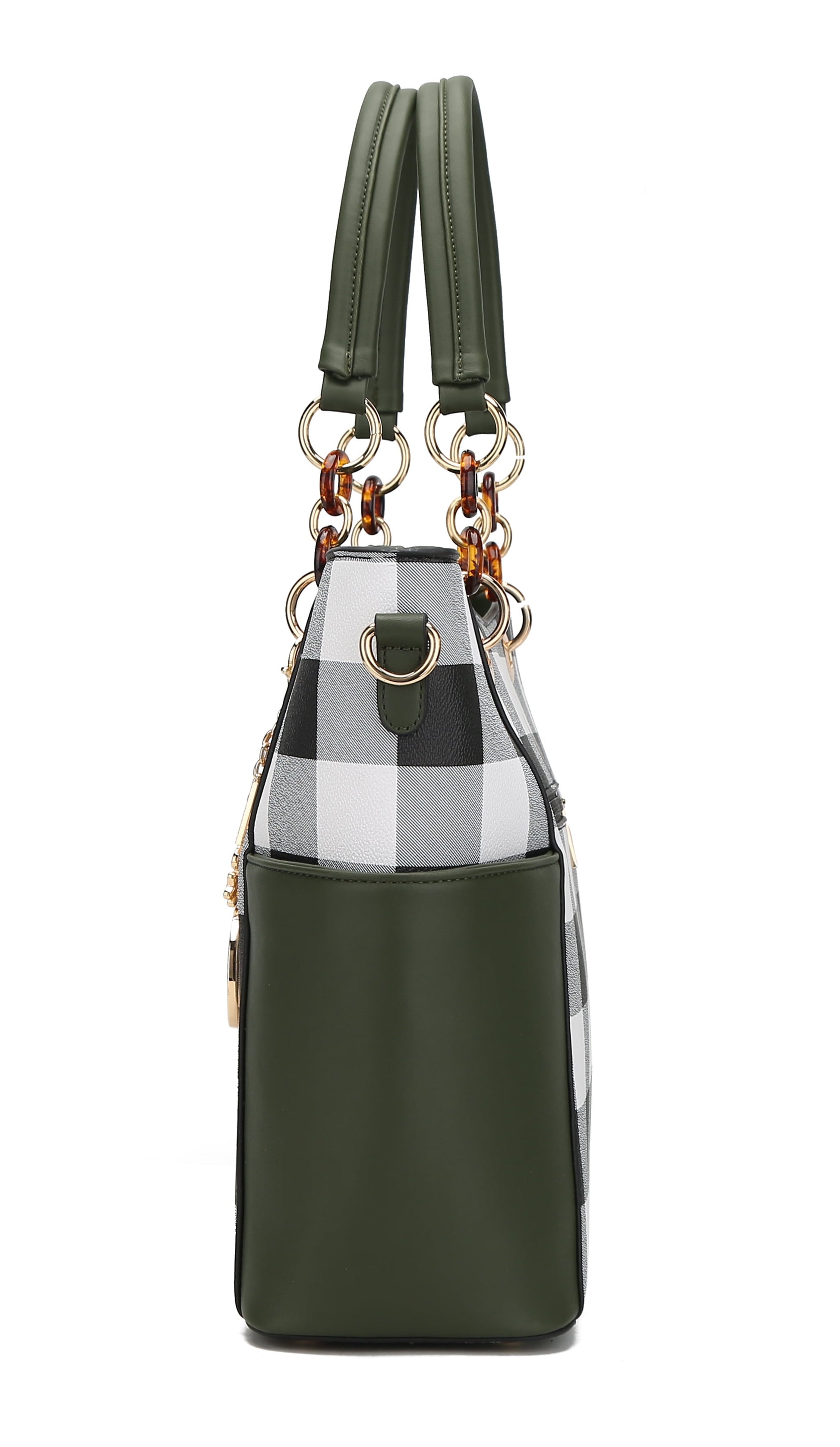 Mia K. Bonita Checker Tote & Wristlet Set – Vegan Leather 2-Piece Shopper 👜✨